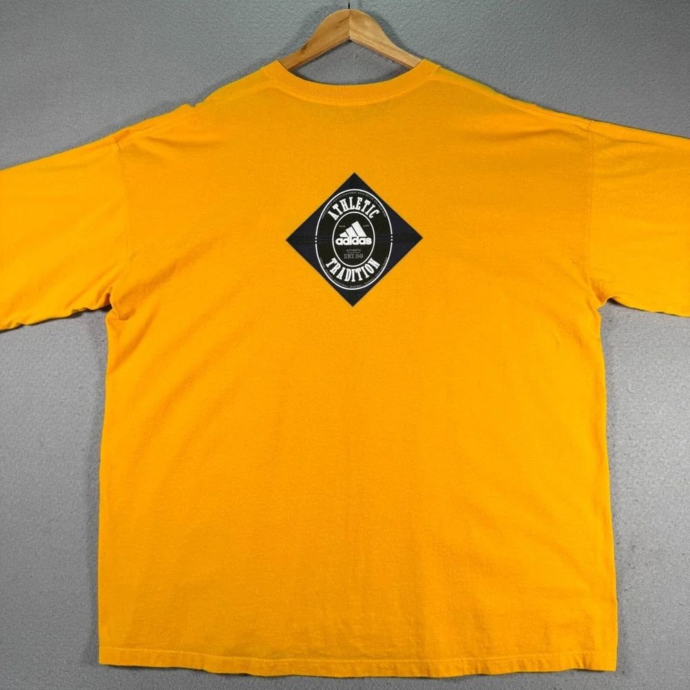 Vintage Adidas‎ Athletic Tradition T-Shirt Mens 2XL Yellow USA Graphic Comfort